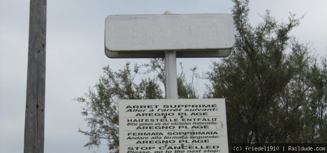 Haltestelle AREGNO PLAGE entfällt