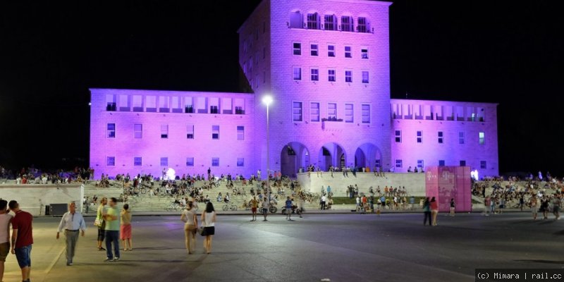 University Tirana at night